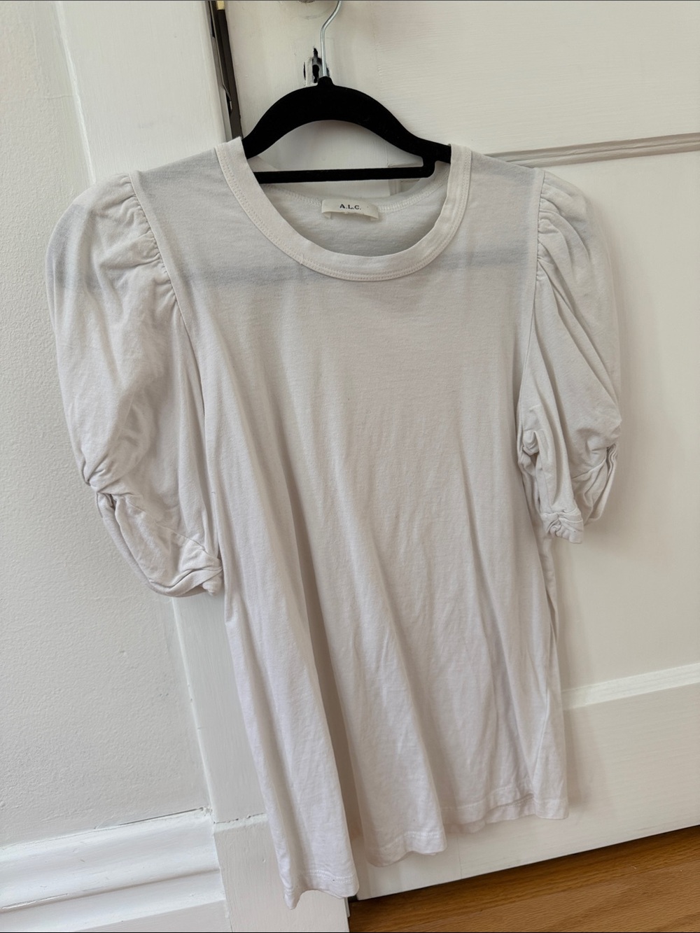 A.L.C. Puff Sleeve Crewneck Tee in Off-White